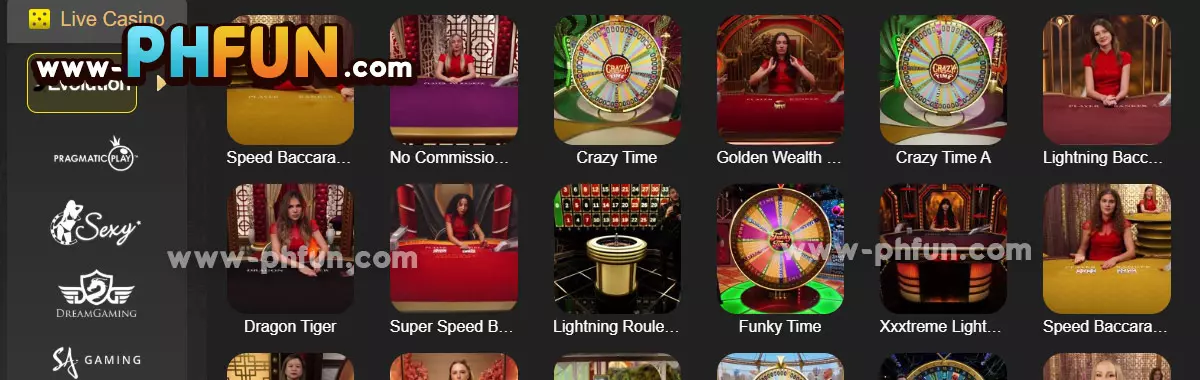 phfun Live Dealer Games